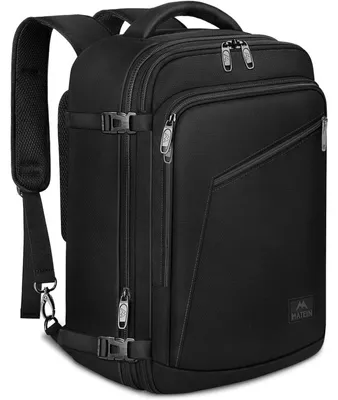Produktbild von Handgepäck Rucksack 40x20x25 cm Flugzeug Erweiterbar Schwarz