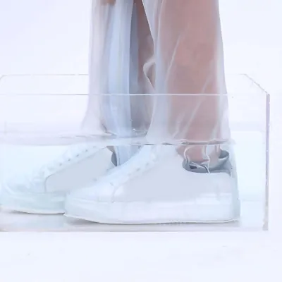 Zdjęcie produktu dla Pokrowce na buty przeciwdeszczowe Wodoodporny, przeciwdeszczowy pokrowiec na wysokie buty Antypoślizgowy, odporny na zużycie ochraniacz na buty przeciwdeszczowe High Top White S