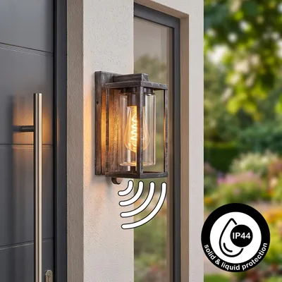 Produktbild von Vibo Außenleuchte mit Bewegungsmelder aus Metall/Glas in Schwarz-Silber