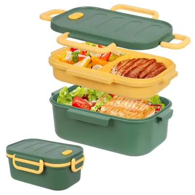 Bento-Box 2-stufig, 1000 ml, auslaufsicher, grün