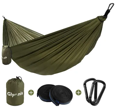 Imagen del producto de Hamaca ultraligera de nylon, con una capacidad de carga de 300 kg, de 275 x 140 cm, que incluye accesorios