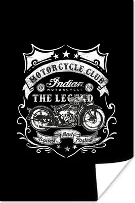 Produktbild von MuchoWow® Poster Retro-Illustration für einen Motorradclub auf schwarzem Hintergrund 20x30 cm - Papierdruck
