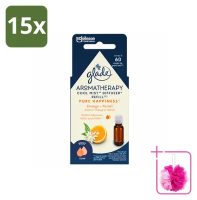Imagen del producto de 15 unidades de recambio para difusor de aromaterapia Glade, fragancia "Pure Happiness" (naranja y neroli), 17,4 ml, pack económico
