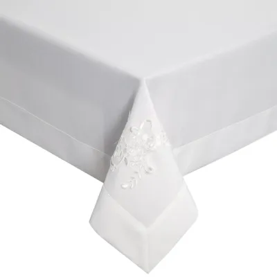 Produktbild von EUROFIRANY Tischtuch Tischdecke weiß 140 x 260 cm Mitteldecke elegant