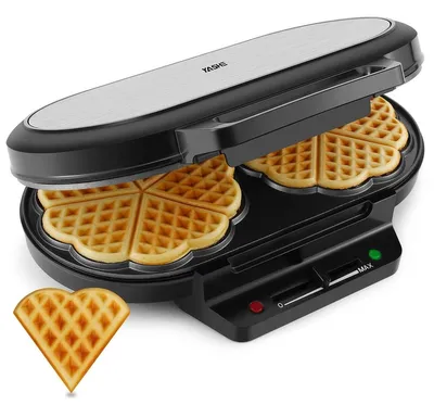 Produktbild von Herzwaffeleisen Herzwaffeleisen Waffeleisen - 1200 W - 10 Herzwaffeln - Antihaftbeschichtung - Silber und Schwarz