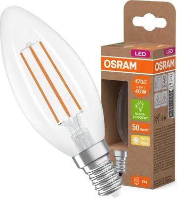 Zdjęcie produktu dla Żarówka LED B35 Świeczka E14 2.2W = 40W 470lm 2700K Ciepła 330° 214lm/W CLASSIC ENERGY EFFICIENCY Osram