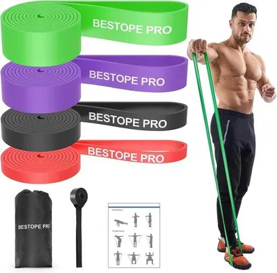 Produktbild von Famanu Widerstandsbänder Set mit 4 Niveaus - Ideal für Fitness, Stretching, Yoga und Krafttraining