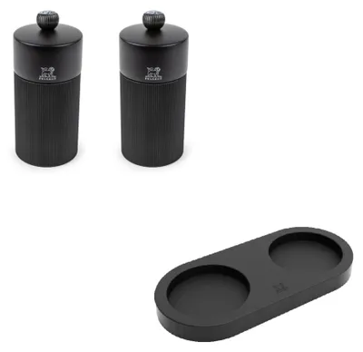 Produktbild von PEUGEOT Mühlenset 12cm LINE Mattschwarz Stahlmahlwerk Pfeffermühle Salz Menage