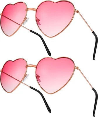 Produktbild von 2 Pack Herz Sonnenbrille, Weinsamkeit Hippie Gläser, Retro Kostüm Brille für Kinder Herren Damen 60er 70er 80er 90er Party Hippie Chic, Kleid Accessoires