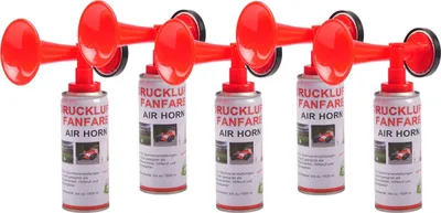 Produktbild von Druckluft-Fanfare 5x 250ml Stadionhupe Signalhorn Tröte Sirene Airhorn bis 1500m