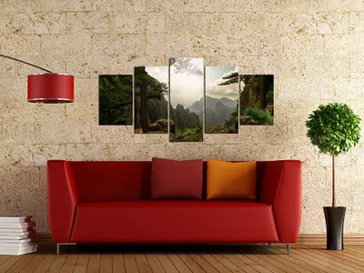 Produktbild von Akustikbild Landschaft Natur 200x100 cm Bilder Akustikschaum Hochleistungsschallabsorber Schallschutz Leinwand 5 tlg Wandbild Raumakustik Schalldämmung c-C-0003-b-m