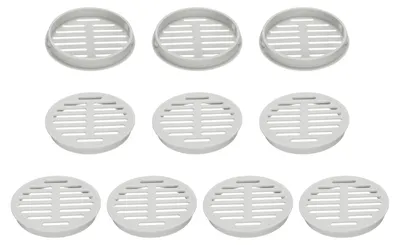 Image de 10 grilles de ventilation rondes de 80 mm, de couleur gris clair, pour plafond