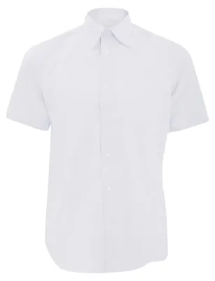 Obrázok produktu pre Pánska košeľa Russell Collection Oxford, krátky rukáv, ľahká údržba FK737 (44,5 cm) (biela)