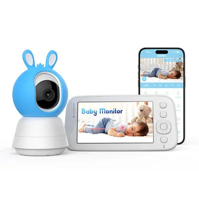 Produktbild von 5,0-Zoll-Tuya-Video-Babyphone mit schwenk- und neigbarer Kamera, drahtloser Zwei-Wege-Audio-Funktion, Nachtsicht, Sicherheitsfunktion, Babysitter-App