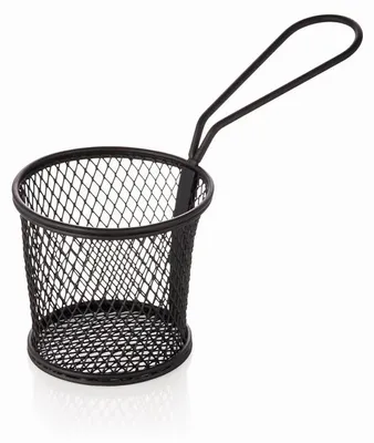 Produktbild von Servier- und Frittierkorb, Ø 9,5 cm, Höhe 8,5 cm, schwarz pulverbeschichtet, Chromnickelstahl