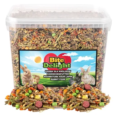 Produktbild von Bite&Delight krmivo pro králíky 6kg/10000ml - Přírodní krmná směs se zeleninou a obilovinami - Výživa pro zakrslé králíky a králíky domácí
