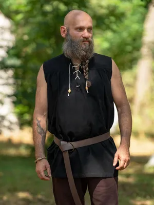 Produktbild von Klassisches Mittelalter Hemd ärmellos, Schwarz "Eike" XXL