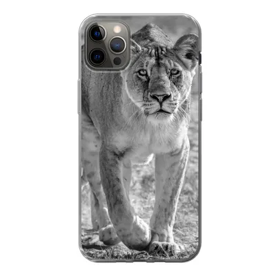 Produktbild von MuchoWow® Handyhülle Schutzhülle Hülle für iPhone 12 Pro Max Löwe - Schwarz - Weiß Silikon Softcase Handy Hülle - Hartschale