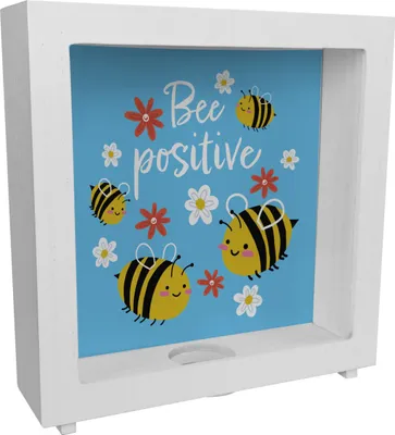 Produktbild von Bee positive Rahmen Spardose aus Holz mit süßen Bienen