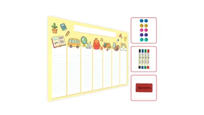 Zdjęcie produktu dla Magnetyczny plan lekcji METALboards, żółty 60x40 cm + zestaw akcesoriów GRATIS