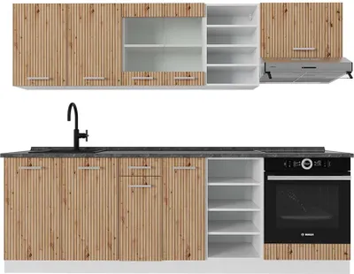 Produktbild von Küchenzeile Vicco R-Line Artisan Eiche/Weiß 240 cm , AP Anthrazit, Model 49001