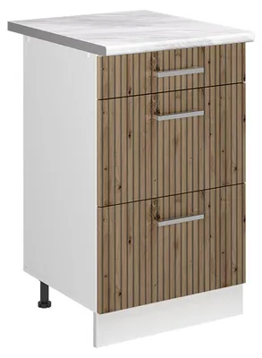 Immagine prodotto di Mobiletto base per cucina Vicco R-Line Rovere artigianale/Bianco 50 cm piano di lavoro Marmo, Model 69673