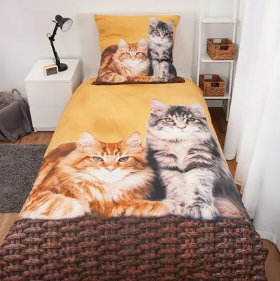 Produktbild von Wende Bettwäsche Katzen Bettwäsche 135 x 200cm