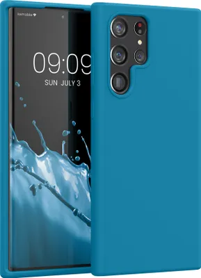 Produktbild von kwmobile Hülle kompatibel mit Samsung Galaxy S22 Ultra Hülle - Silikon Handy Case - Handyhülle weiche Oberfläche - kabelloses Laden - Karibikblau