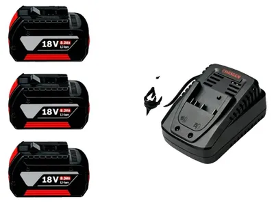 Productafbeelding van Batterij, 18V, 8000mAh capaciteit, oplader (8.0AH) x 3