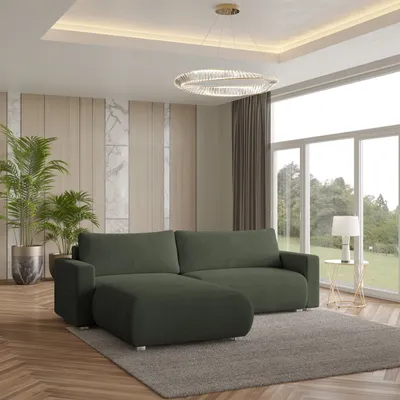 Zdjęcie produktu dla Masseno Narożnik TURIN N z funkcją spania i pojemnikiem na pościel Kształt L, Rozkładana sofa, Rogówka - Zielony, NOW OR NEVER 37