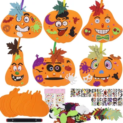 Obrázek produktu pro Halloweenové ozdoby pro děti - 12 kusů dekorací na výrobu z dýně - Sada pro kreativní tvoření na Halloween - Podzim
