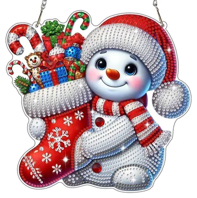 Produktbild von Diamond Painting Anhänger Weihnachtsmann Hängendes Ornament Bastelset für Fenster Wand Garten