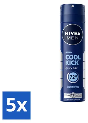 Image de 5 sprays déodorants NIVEA MEN Cool Kick, 150 ml - Pack avantage - 5 pièces