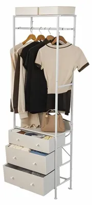 Garderobenständer mit 3 Schubladen, 55x28x176 cm, weiß