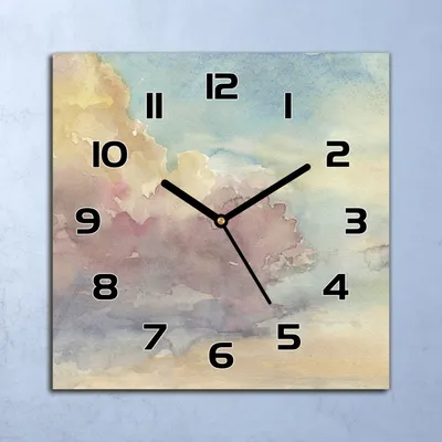 Produktbild von Wanduhr Echt-Glas-Küchenuhr Sonnenuntergang Himmel Aquarell 30x30 Deko Bilder