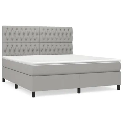 Image de vidaXL Lit boxspring avec matelas gris clair 180x200 cm Tissu