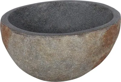 Produktbild von Differnz Differnz Waschschüssel Bali Ø23-25 cm - Waschbecken aus Naturstein ohne Überlauf - Waschbeckenoberfläche - Waschbecken runde Form - Badezimmerzubehör - Grau