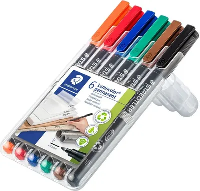 Produktbild von Folienschreiber Lumocolor 6er Etui permanent fein Packung mit 10 Stück