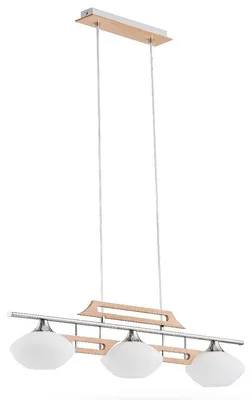 Obrázok produktu pre Zavesená lampa z dreva MATEO, chrómovo-strieborná, 3xE14x10W, kov, rozmery: 80x70x15 cm, IP20, Alfa