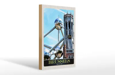 Produktbild von Holzschild Reise 20x30cm Belgien Brüssel Europa Atomium