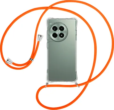 Produktbild von Handykette Backcover-Schutzhülle mit Band (Metall silberfarben) für OnePlus Ace3 Pro 5G (CN) - neonorange