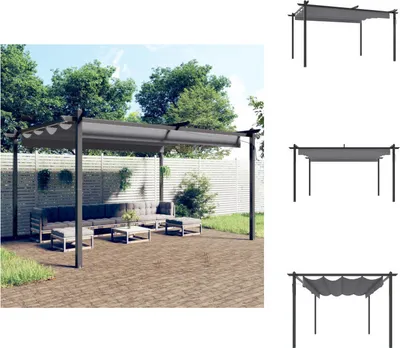 Produktbild von vidaXL Pavillon mit Ausziehbarem Dach 4x3 m Anthrazit -  Pavillons & Partyzelte