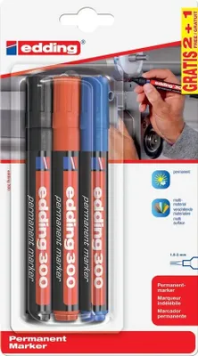 Image de Edding Marqueur permanent 300, Blister avec 2 + 1
