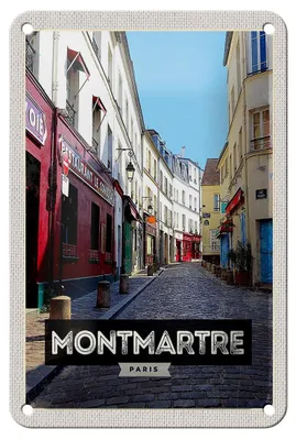 Produktbild von Blechschild Reise 12x18cm Montmartre Paris Altstadt Reiseziel Schild