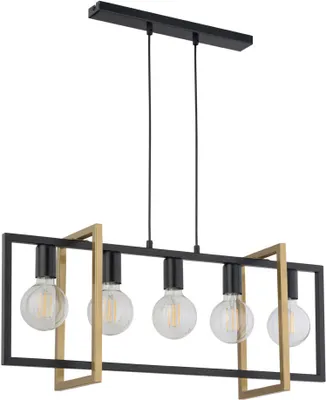 Zdjęcie produktu dla Lampa wisząca dekoracyjna geometryczna loft 5 punktowa czarno-złota Eden 5xE27 15W Sigma Lighting