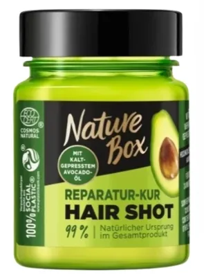 Produktbild von Nature Box Hair Shot Avocado Reparatur- Kur, Frauen, Nährend, Reparatur, Revitalisierend, 60 ml, Behälter, 99%, Avocadoöl