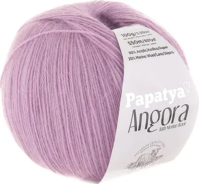 Papatya Angora Style Strickgarn mit Merino in Flieder – 550m/100g Häkelgarn.