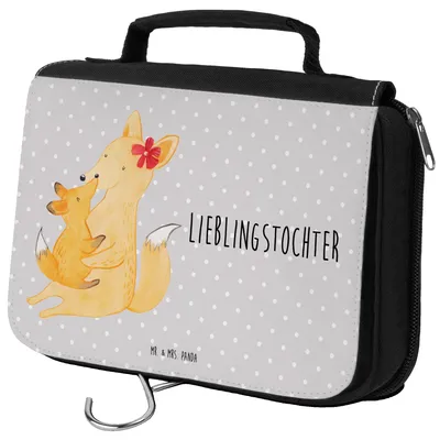 Produktbild von Mr. & Mrs. Panda kosmetiktäschchen Fuchs Mama - Grau Pastell - Geschenk, Kulturtasche, Kosmetiktasche, Tochter, badtasche, Muttertag, kulturtäschchen, Mutter, Schoß, Mami
