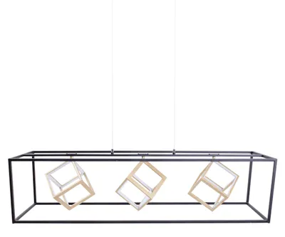 Produktbild von Pendelleuchte - LED-Pendelleuchte l: 100cm "TRIPOLIS", Hängelampe im Industrial Style, ausMetall und Kunststoff in schwarz, 150 cm hoch, Maße 100 x 20 cm, Inkl. LED – dimmbar