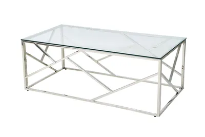 Produktbild von SalesFever Couchtisch 120 cm | Tischplatte 8 mm Sicherheitsglas | Gestell rostfreier Edelstahl | rechteckig | B 120 x T 60 x H 45 cm | silber – klar